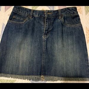 Route 66 blue Jean frilled slight at the bottom skirt. Size 6